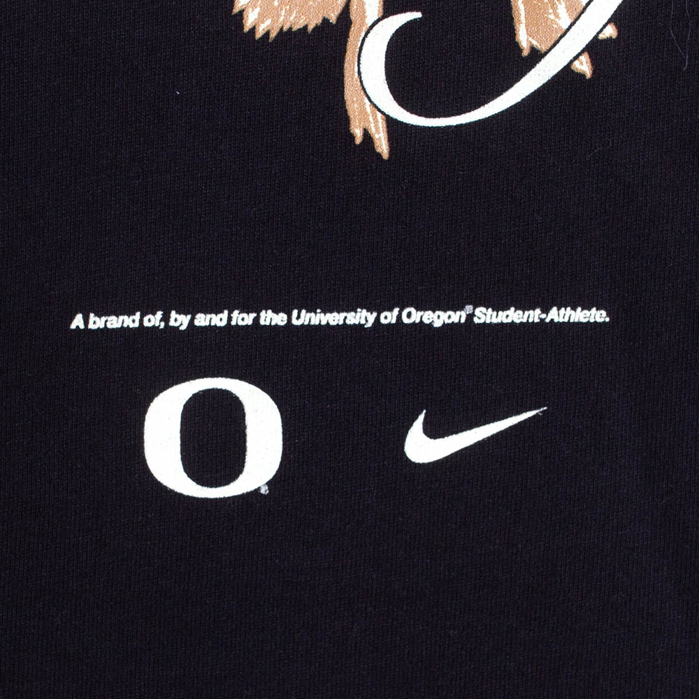 Classic Oregon O, Nike, Black, Crop Top, Performance/Dri-FIT, Women, Ducks of a Feather, Boxy, Flying Duck, T-Shirt, 799612